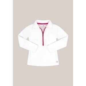 NEW SET ATHLETICS girls' heather half zip sweater in pure coconut with power pin